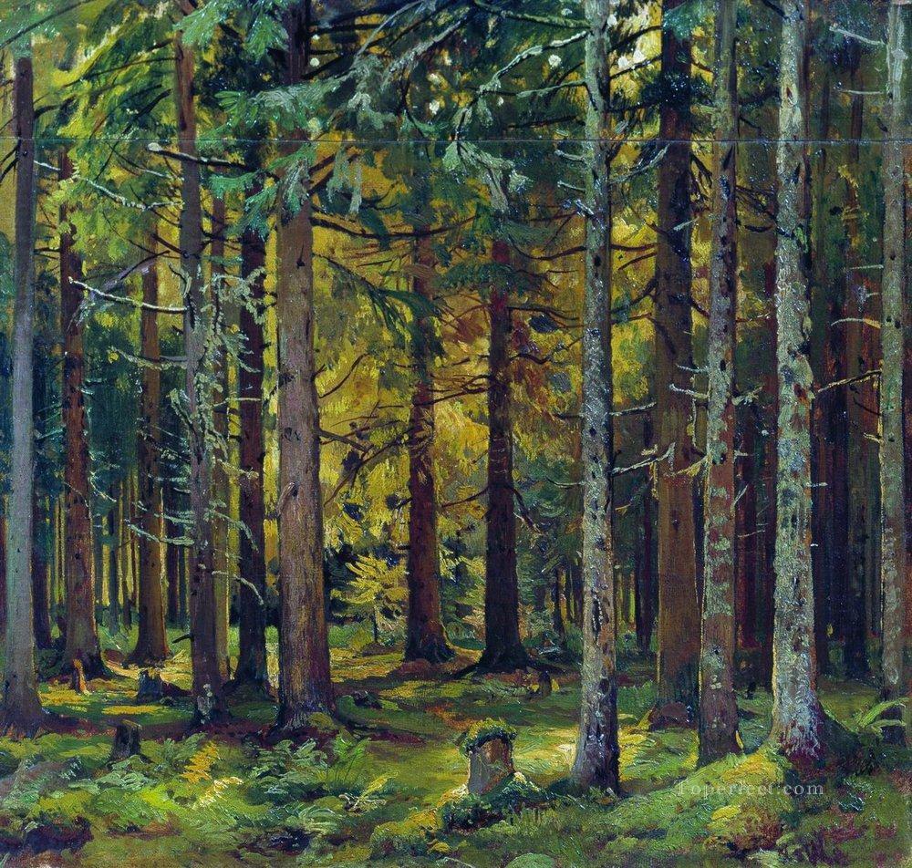 モミの森の古典的な風景 Ivan Ivanovich油絵